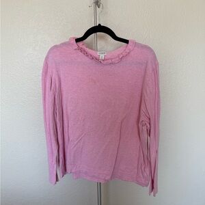 J Crew ruffle neck Pink Long Sleeve Top